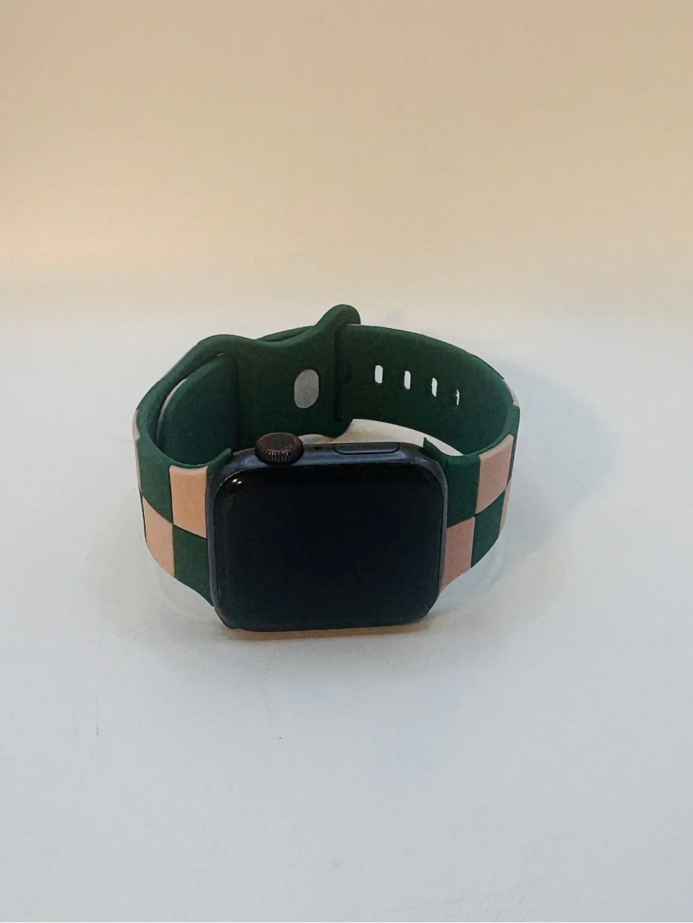 Apple Watch Band Green and Pink Checkerboard Silicone Strap